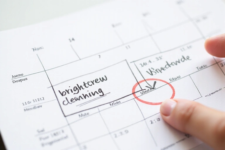 A calendar with a scheduled cleaning appointment, highlighting flexibility and punctuality.